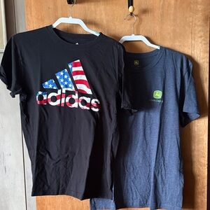 Set of 2 - Men's Tshirt, Black Adidas Golf and Gray John Deere, Size M